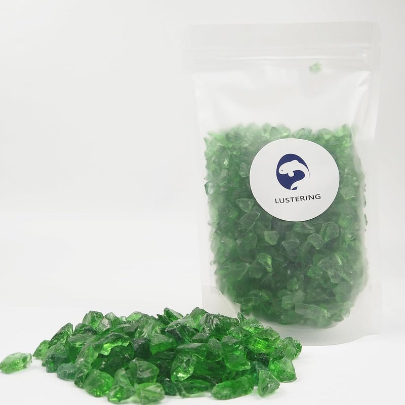 LUSTERING High Luster Crushed Glass Glitter, 6-9mm Fire Glass, Broken Glass, Glass Chips for Fire Pit Crafts DIY Epoxy Resin Art, Geode Painting, Vase Filler, Aquarium Garden Deco,330g (Light Green) - Image 4